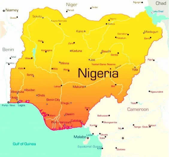 map showing states in Nigeria